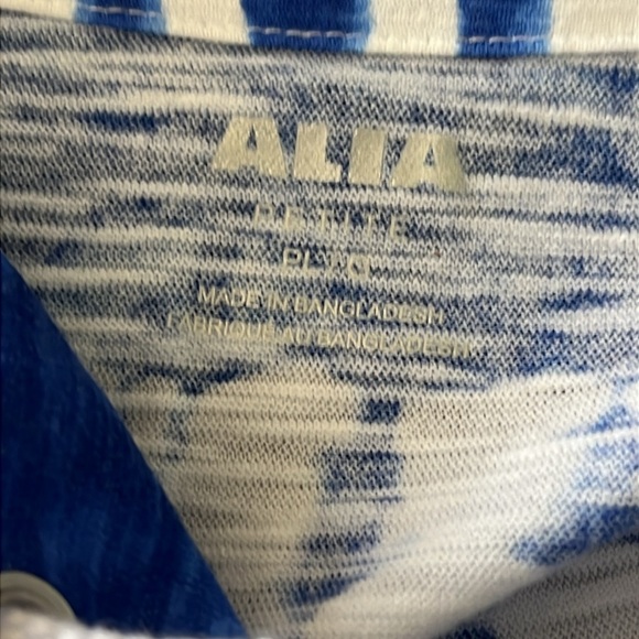 ALIA Tie Dye T-shirt Blue Short Sleeve with Lace Up XL - Picture 2 of 7